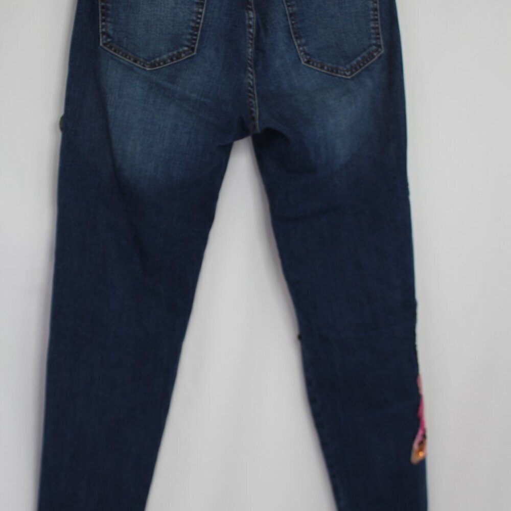 V. Cristina Parrot Floral Embellished Denim Jeans Size 4 - Picture 6 of 9